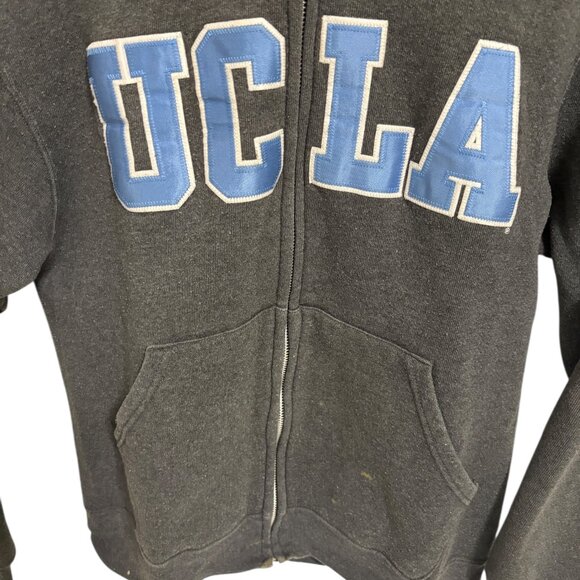 UCLA Bruins Full Zip Fleece Hooded Sweatshirt Size Small Gray Embroidered - Picture 3 of 6